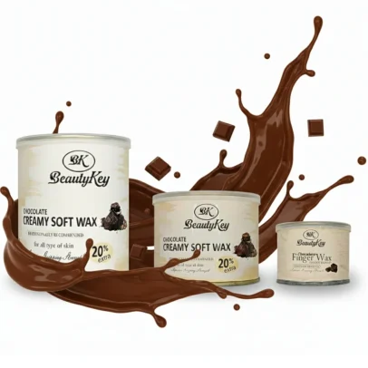 Angled top-down view of chocolate creamy soft wax showing creamy texture and smooth application for hair removal
