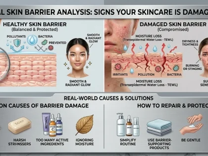 Signs of damaged skin barrier causing dryness redness and irritation